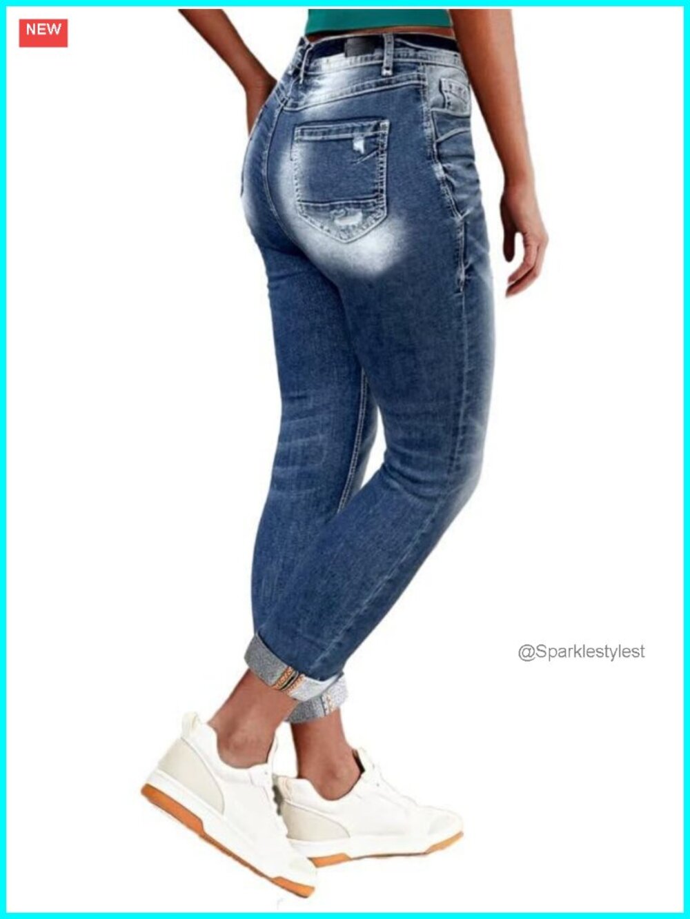 Mid Rise Skinny Capri Jeans High Stretch Denim Ripped Capris